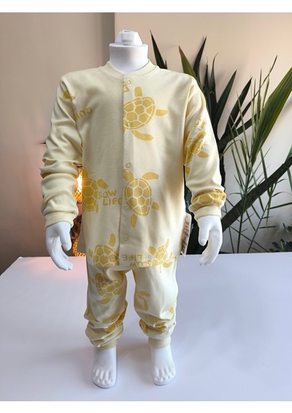 Kız-Erkek Bebek- Çocuk Pijama Takımı %100 Pamuk Uzun Kollu Önü Çıtçıtlı Mevsimlik indirimleri