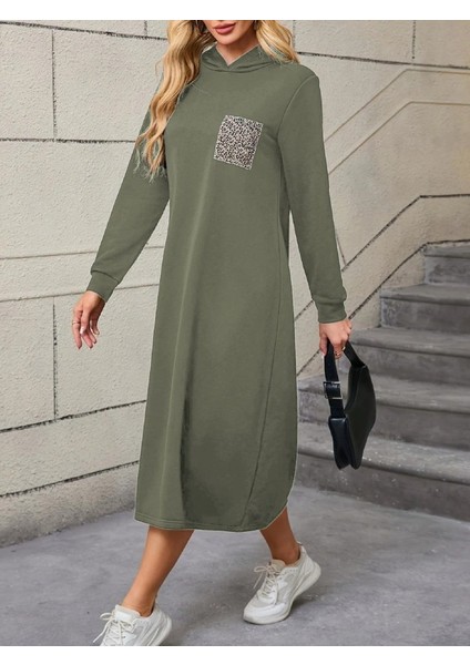 Kadın Uzun Kollu Kapşonlu Cep Detaylı Viskon Iki Iplik Maxi Elbise fiyatları