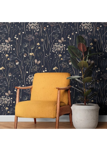 Gece Bahçesi Çiçek Motifli Duvar Kumaşı -Isı ve Ses Yalıtımlı fiyatları
