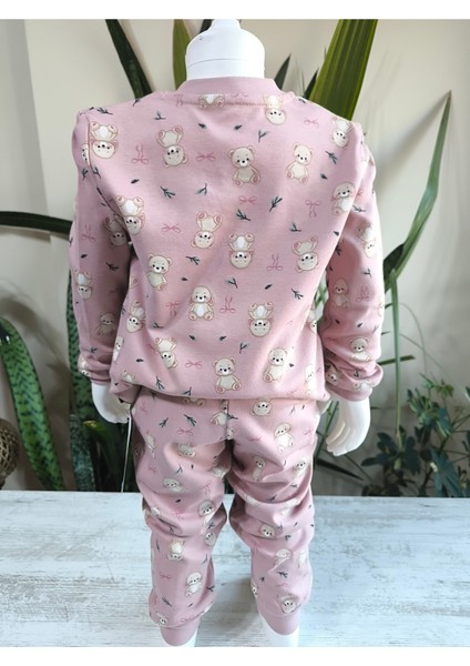 Kız-Erkek Bebek- Çocuk Pijama Takımı %100 Pamuk Uzun Kollu Önü Çıtçıtlı Mevsimlik