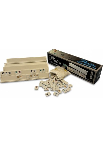 Platin Plastik Okey Takımı - Taş Torbalı 4 Lü Takım Seti
