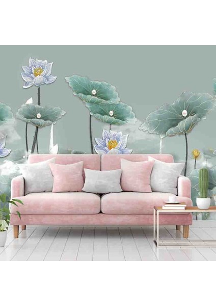 Botanik Çiçekler Desenli Yırtılmaz Slinebilir Tekstil Duvar Kağıdı