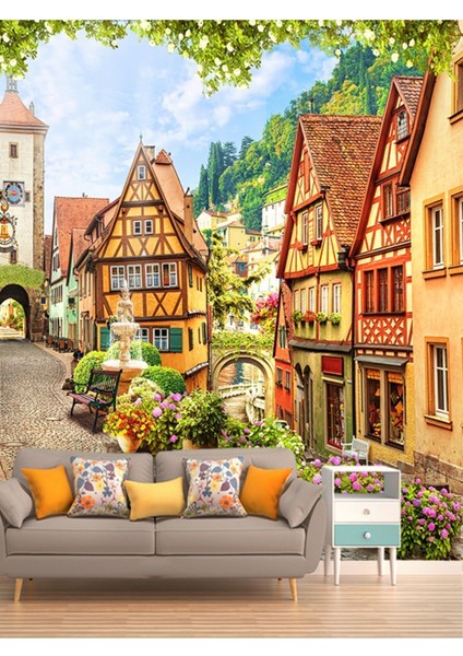 Eski Sokak Desenli Isı ve Ses Yalıtımlı Sağlıklı Tekstil Duvar Kağıdı fiyatları