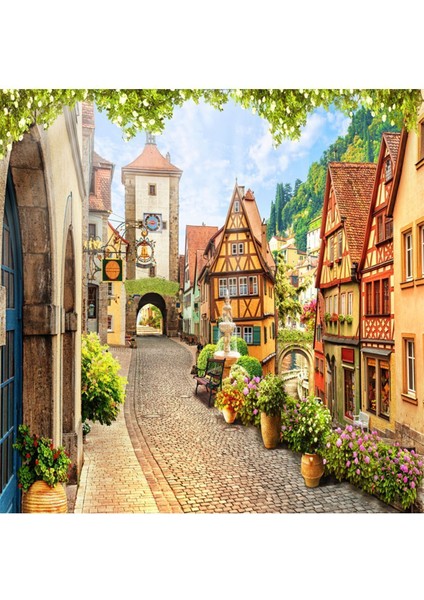 Eski Sokak Desenli Isı ve Ses Yalıtımlı Sağlıklı Tekstil Duvar Kağıdı modelleri