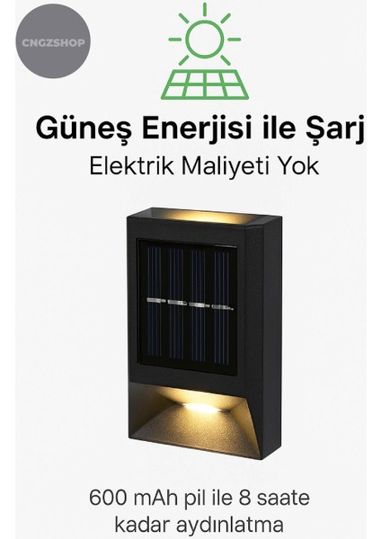 Solar Aplik Çift Taraflı Güneş Enerjili Duvar Lambası Su Geçirmez 2 Modlu Dekoratif Bahçe Aydınlatma modelleri