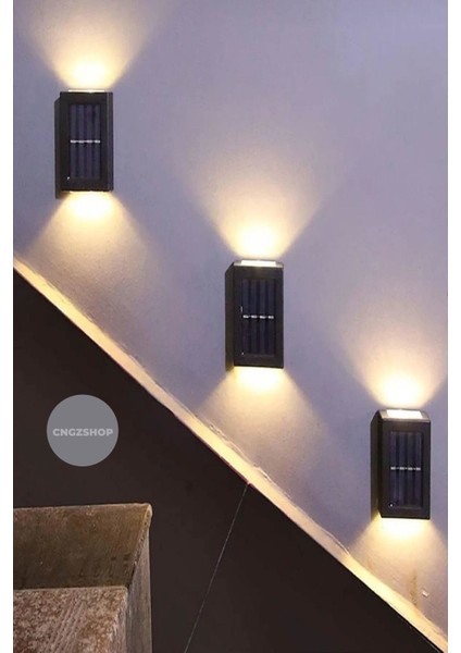 Solar Aplik Çift Taraflı Güneş Enerjili Duvar Lambası Su Geçirmez 2 Modlu Dekoratif Bahçe Aydınlatma indirimleri