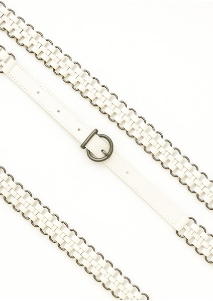Kadın Suni Deri Zincir Örgü Detaylı Kemer – Metal Halkalı Şık ve Trend Model fiyatları