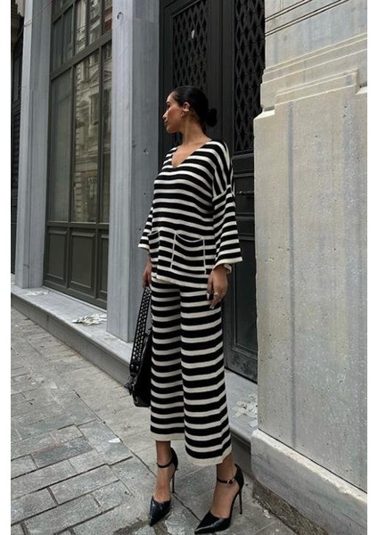 Candy Çizgili Straight Fit Pantolon Takım 9705-015 fırsatları