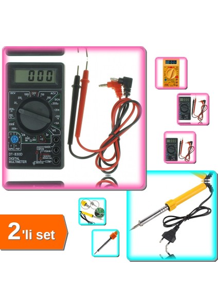 Lehim Havya 60W Kalem Havya + Dijital Avometre Multimetre Profesyonel 2li Set VZN8Q3