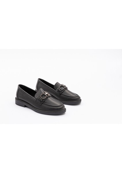 2128 Kadın Siyah Loafer Ayakkabı