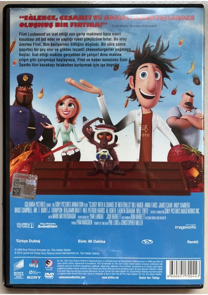 Köfte Yağmuru Gökten Kocaman Yemekler ve Kahkahalar Yağıyor DVD (Orijinal Sadece Türkçe Dublaj) fiyatları