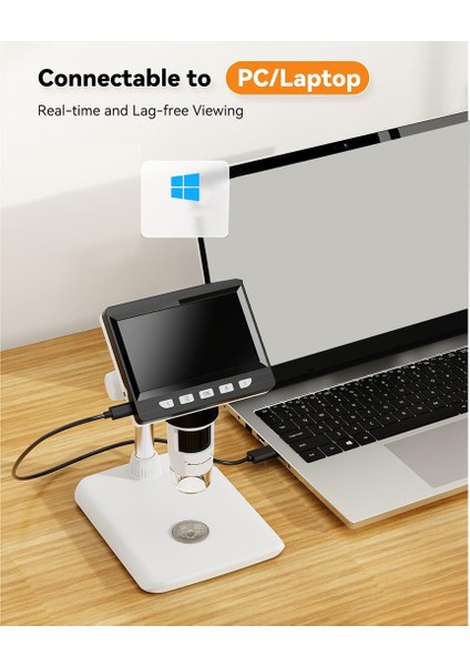 4.3 Inç Dijital Mikroskop, Yetişkinler Için Dijital Mikroskop, 8 Ajurable LED Dolgu Işıkları ile Büyütme, Telefon Onarımı Için USB Mikroskobu (Yurt Dışından) modelleri