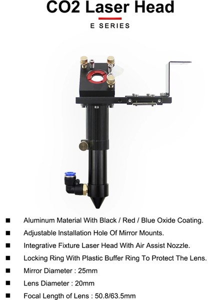 Lens Dia Için Co2 Lazer Kafası E Serisi: 20MM Fl: 50.8 ve 63.5 Mm, Lazer Gravür Kesme Makinesi Için Uygun Ayna 25MM (Yurt Dışından) indirimleri