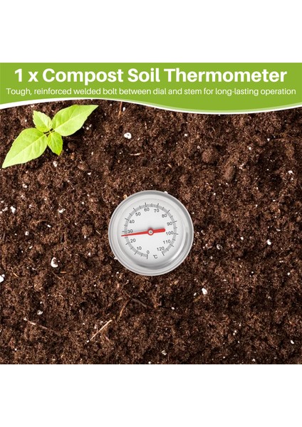 Kompost Toprak Termometresi 20 Inç 50 cm Uzunluk Premium Gıda Sınıfı Paslanmaz Çelik Ölçüm Probu Detektörü (Yurt Dışından) fırsatları