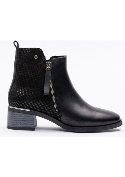 Kadın Fantazi Bot Siyah Deri ve Süet Küçük Toka Detaylı modelleri