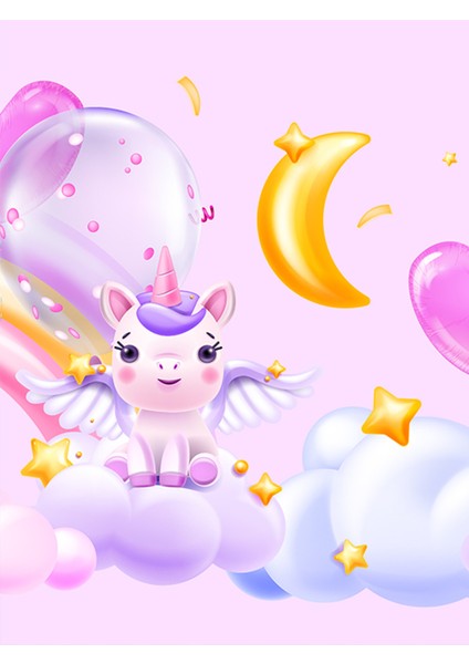 Unicorn Temalı Duvar Kağıdı -Isı ve Ses Yalıtımı Yırtılmaz modelleri