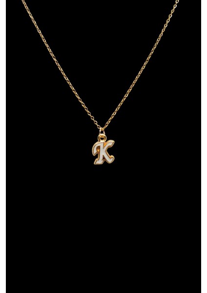 K Harfi Mineli 316L Paslanmaz Çelik Zincir Altın Kaplama Kolye Hediye Kalp Sevgili Eş fiyatları