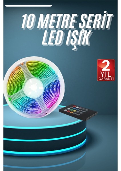 10M Şerit LED Iç Mekan Renkli Rgb Şerit LED Kumandalı - M872R817-K68872
