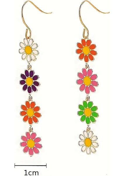 Sallantılı Karışık Renkli Papatya Model Mineli Trend Yeni Sezon Küpe Seti indirimleri