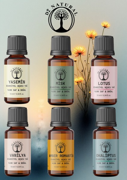 Romantizm Set 6*10 ml Esansiyel Uçucu Yağ Aromaterapi Yağı Buhurdanlık Yağı Difüzör Esansı Ortam Oda Kokusu