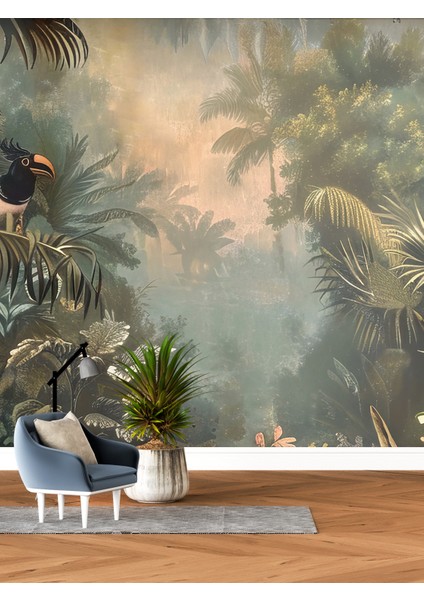 3D Tropikal Tek Parça Duvar Kağıdı -Isı ve Ses Yalıtımı Yırtılmaz