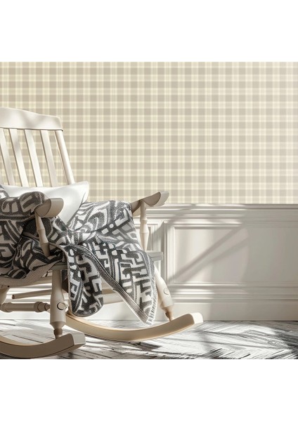 3D Bej Ekose Desenli Tek Parça Duvar Kağıdı -Isı ve Ses Yalıtımı Yırtılmaz fiyatları