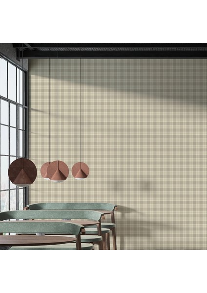 3D Bej Ekose Desenli Tek Parça Duvar Kağıdı -Isı ve Ses Yalıtımı Yırtılmaz modelleri