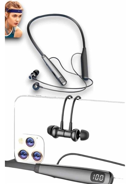 Bluetooth Kulaklık Şarj Göstergeli 100 Saat Şarj Kapasiteli Sporcu Kulaklık - M374R891-K16374 indirimleri