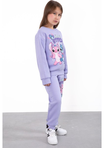 Lila Sevimli Simli Karakter Baskı Şardonlu Kız Çocuk Eşofman Takım 23295 indirimleri