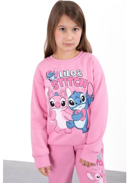 Pembe Sevimli Simli Karakter Baskı Şardonlu Kız Çocuk Eşofman Takım 23294 fırsatları