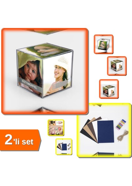 Ipli Mandalli Fotoğraf Albümü + Kubik Hediyelik Çerçeve 2li Set AB12CD