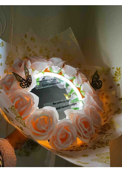 LED Aynalı Buket Pembe