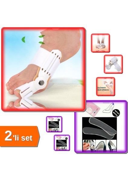 Ayak Vurma Önleyici Silikon Destek 2li + Baş Parmak Kemik Düzeltici Gece Ateli Tekli Set - G5H2K9