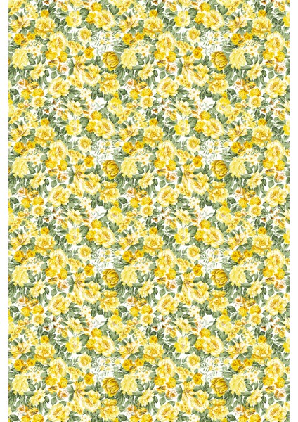 Sarı Çiçekli Duvar Kağıdı -Isı ve Ses Yalıtımı Yırtılmaz modelleri