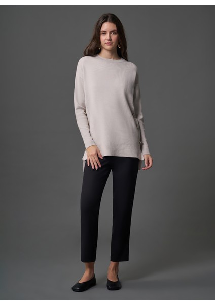 Bisiklet Yaka Düz Gri Kadın Tunik M1MZ1030240013