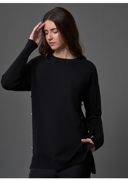 Bisiklet Yaka Düz Siyah Kadın Tunik M1MZ1030240013 modelleri