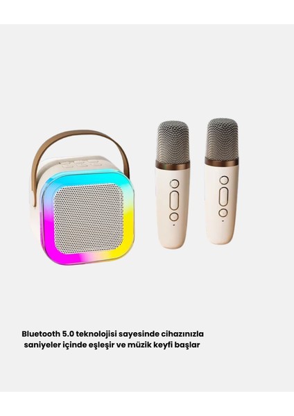 Karaoke Hoparlör Taşınabilir Çift Mikrofonlu ve LED Işıklı Bluetooth 5.0 - M160B377-N85160 modelleri
