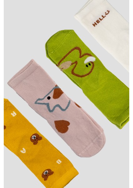 4 Çift Pamuklu Kız Çocuk Soket Çorap fırsatları