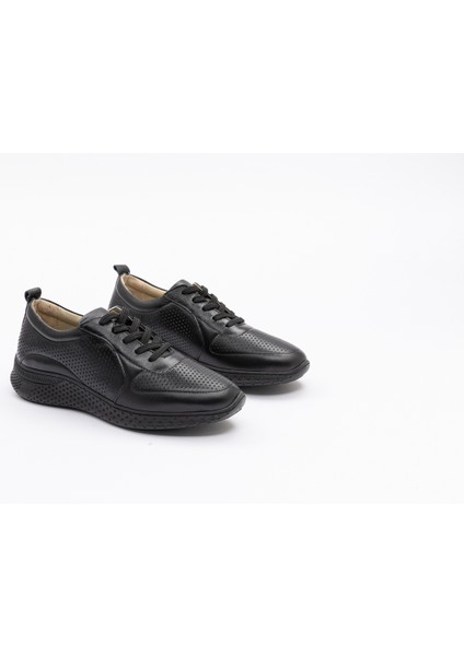 6313-1 Siyah Deri Spor Poli Tabanlı Ayakkabı