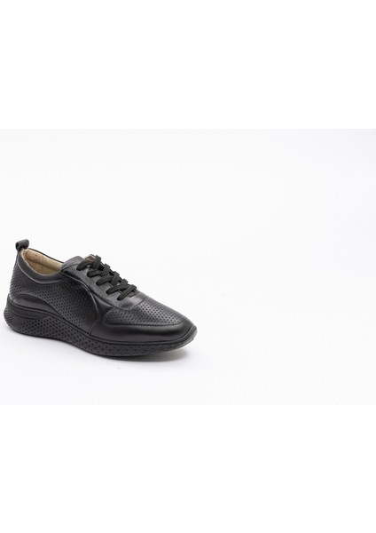 6313-1 Siyah Deri Spor Poli Tabanlı Ayakkabı modelleri