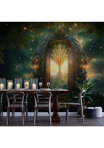 Yeşil Manzara Tek Parça 3D Duvar Kağıdı -Isı ve Ses Yalıtımı Yırtılmaz fırsatları