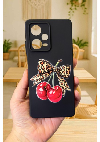 Redmi Note 12 Pro 5g Uyumlu Kiraz Leopar Fiyonk Desenli Silikon Darbe Emici Rubber Kılıf fiyatları