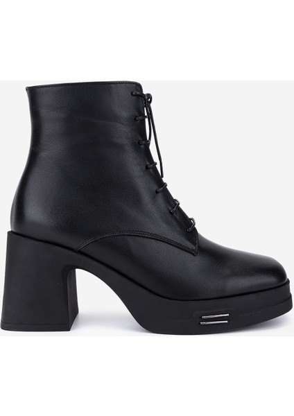 Kadın Hakiki Deri Siyah Topuklu Bot 51 86123 Bn Bot SK25-26 Sıyah Dr