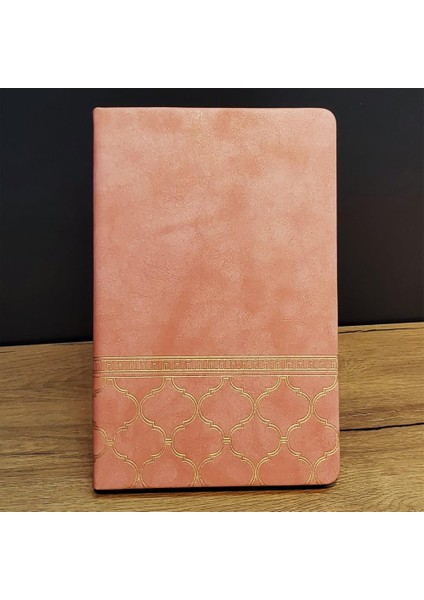 Somon Rengi Desenli Deri Defter