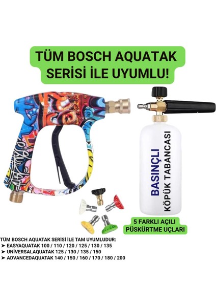 Bosch Aquatak Serisi ile Uyumlu 5 Nozzle Set Bosch Basınçlı Araç Yıkama Tabancası Seti Basınçlı Yıkama Makinesi Bear