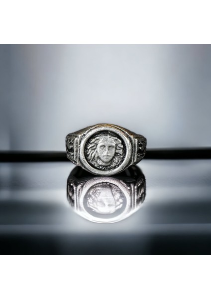 4 Adet 925 Ayar Gümüş Kaplama Ayarlanabilir El Yapımı Erkek Kadın Tabut Medusa Yüzük Seti modelleri