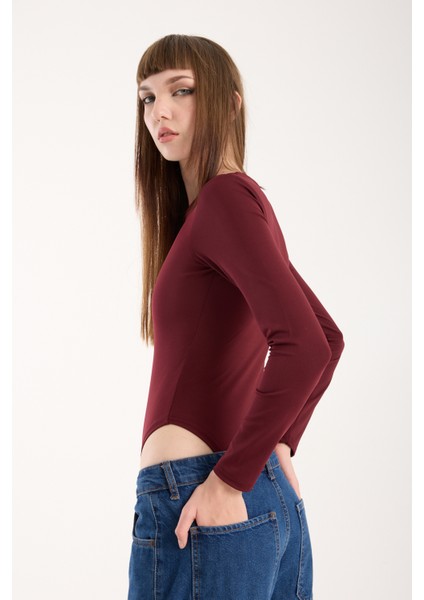 Bisiklet Yaka Altdan Çıt Çıtlı Body - Çıtçıtlı Body Uzun Kol fiyatları