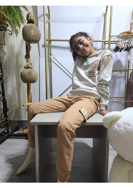 Erkek Kız Çocuk Alt Üst Takım Unisex Uzun Kollu Eşofman Rahat Spor Şık Modern Tasarım Ribanalı