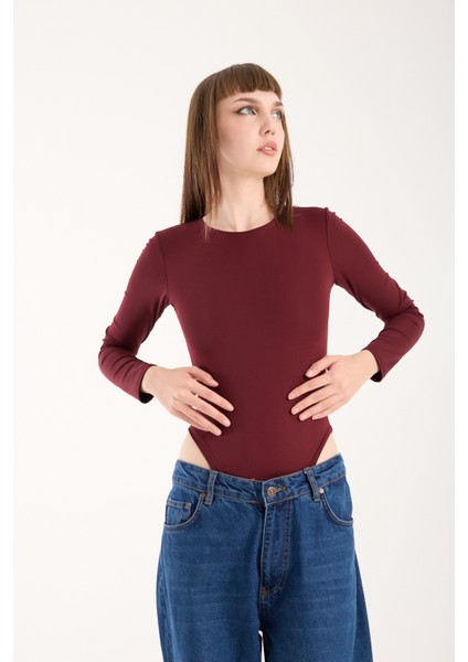 Bisiklet Yaka Altdan Çıt Çıtlı Body - Çıtçıtlı Body Uzun Kol indirimleri