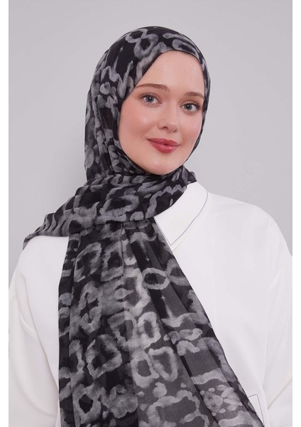 Siyah-Gri Leopar Desen Vivian Şal modelleri